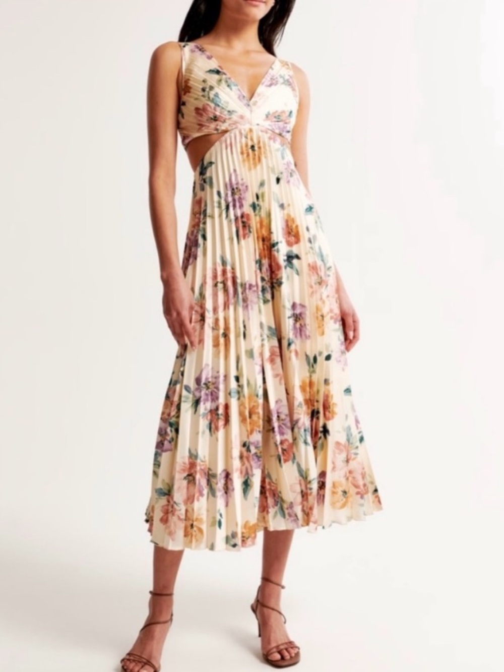 Abercrombie & Fitch Pale Yellow Floral Twist-Front Dress